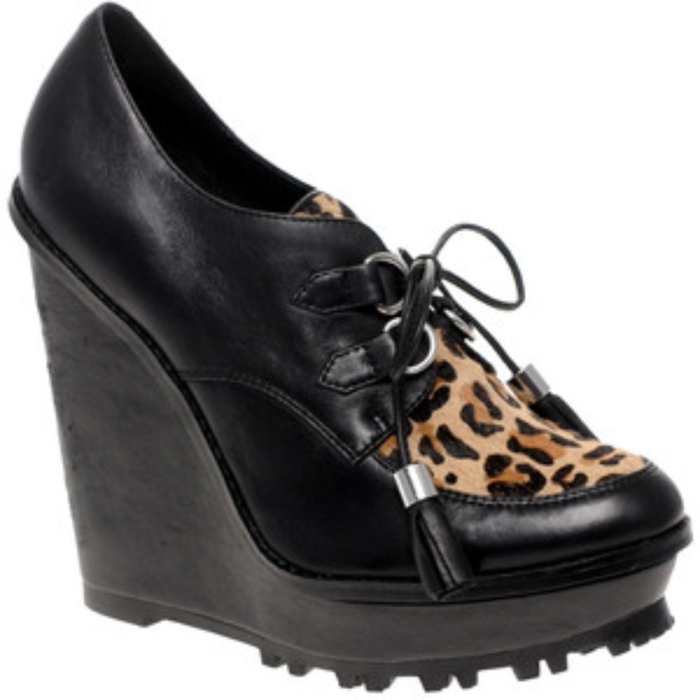 Aldo Leopard  Wedge Shoe w/ Lace-up Tassles